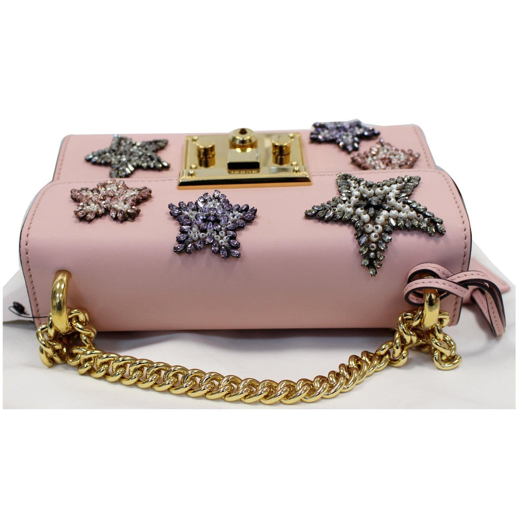 GUCCI Padlock Star Small Embroidered Shoulder Bag Pink 432182 - 25% OFF