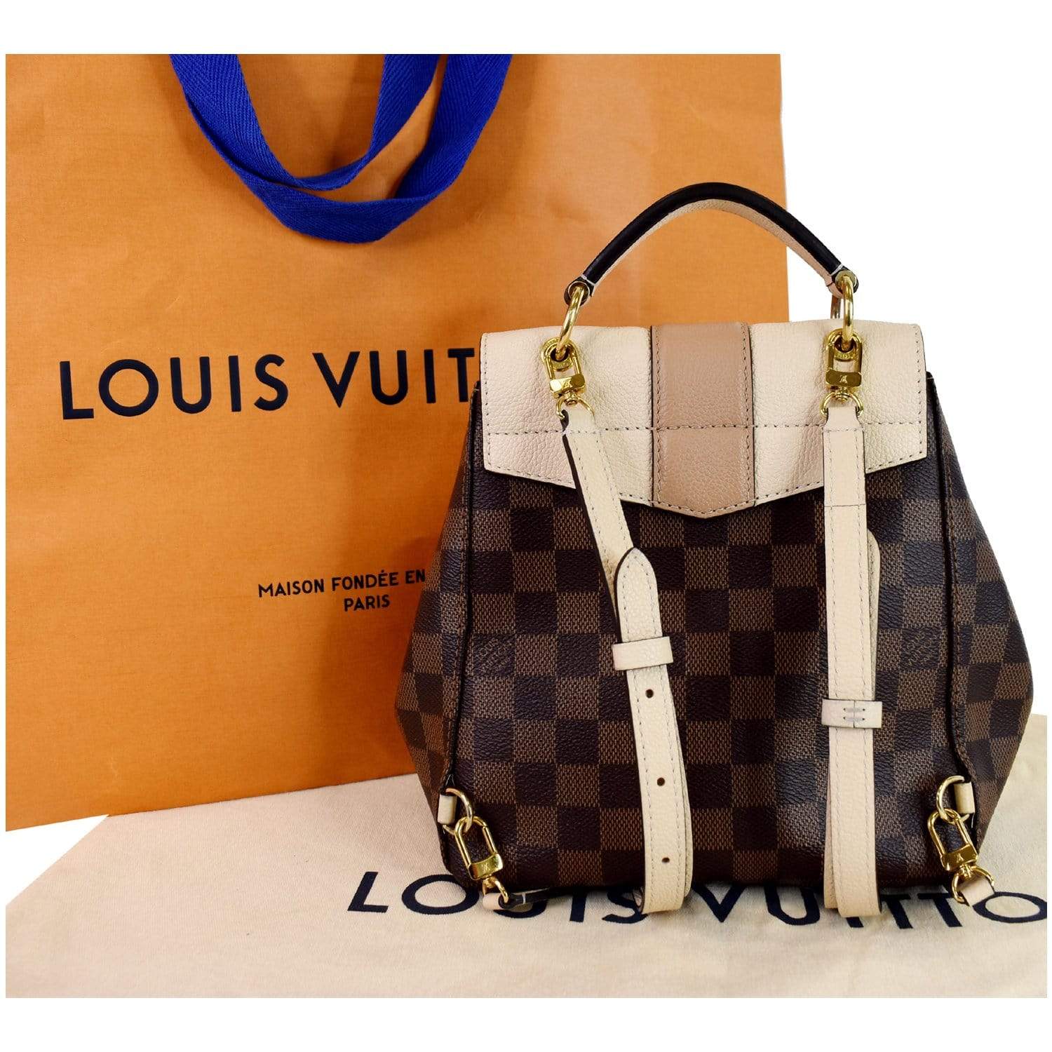 LOUIS VUITTON Clapton Damier Ebene Backpack Bag Brown