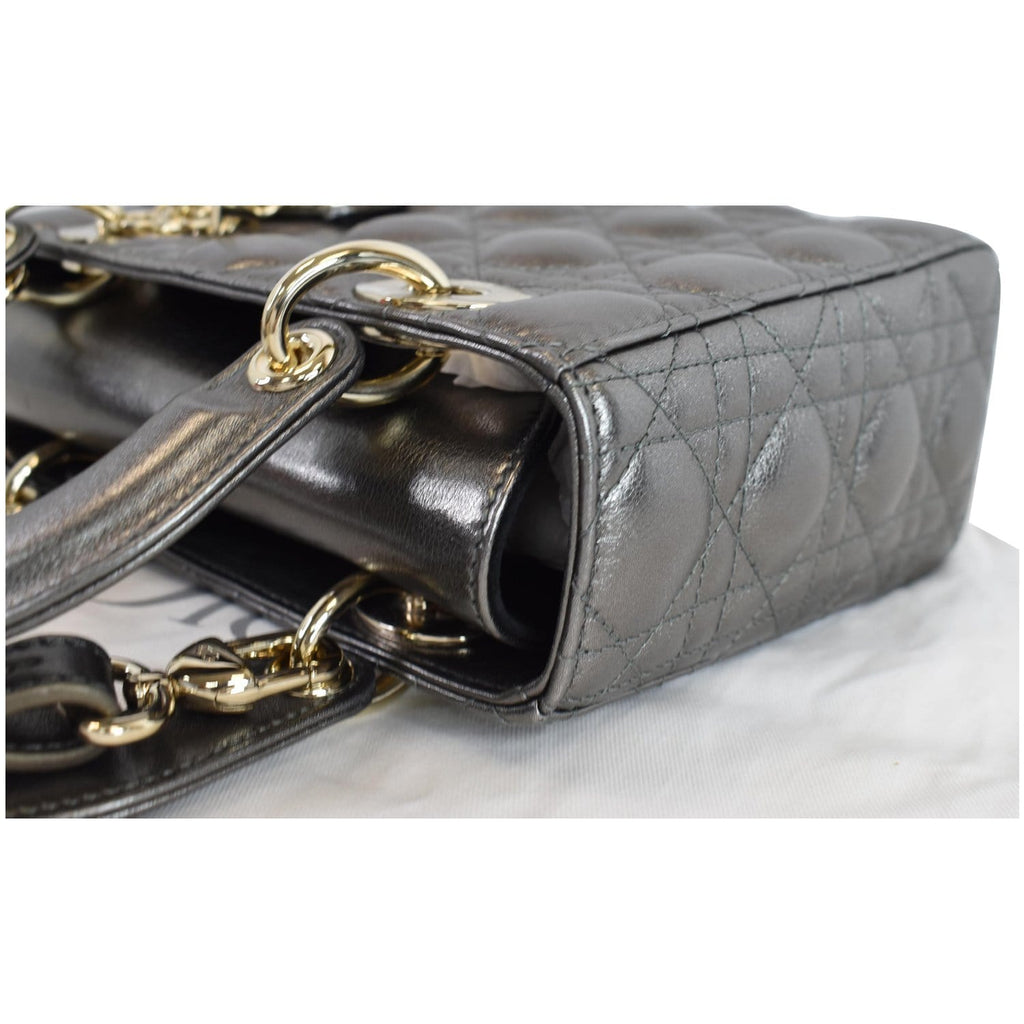 CHRISTIAN DIOR My ABCDior Grained Calfskin Shoulder Bag Gunmetal