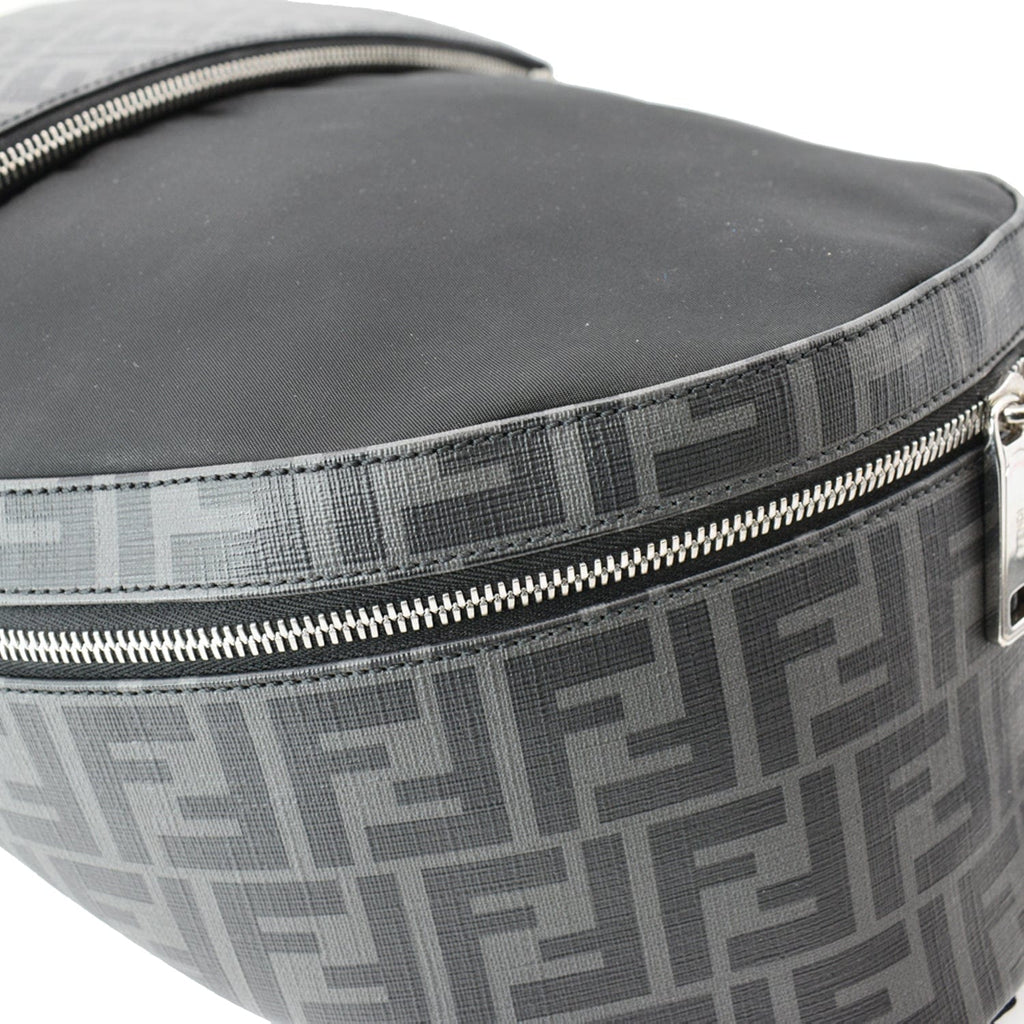 FENDI Diagonal Liberty Nylon Leather Backpack Black