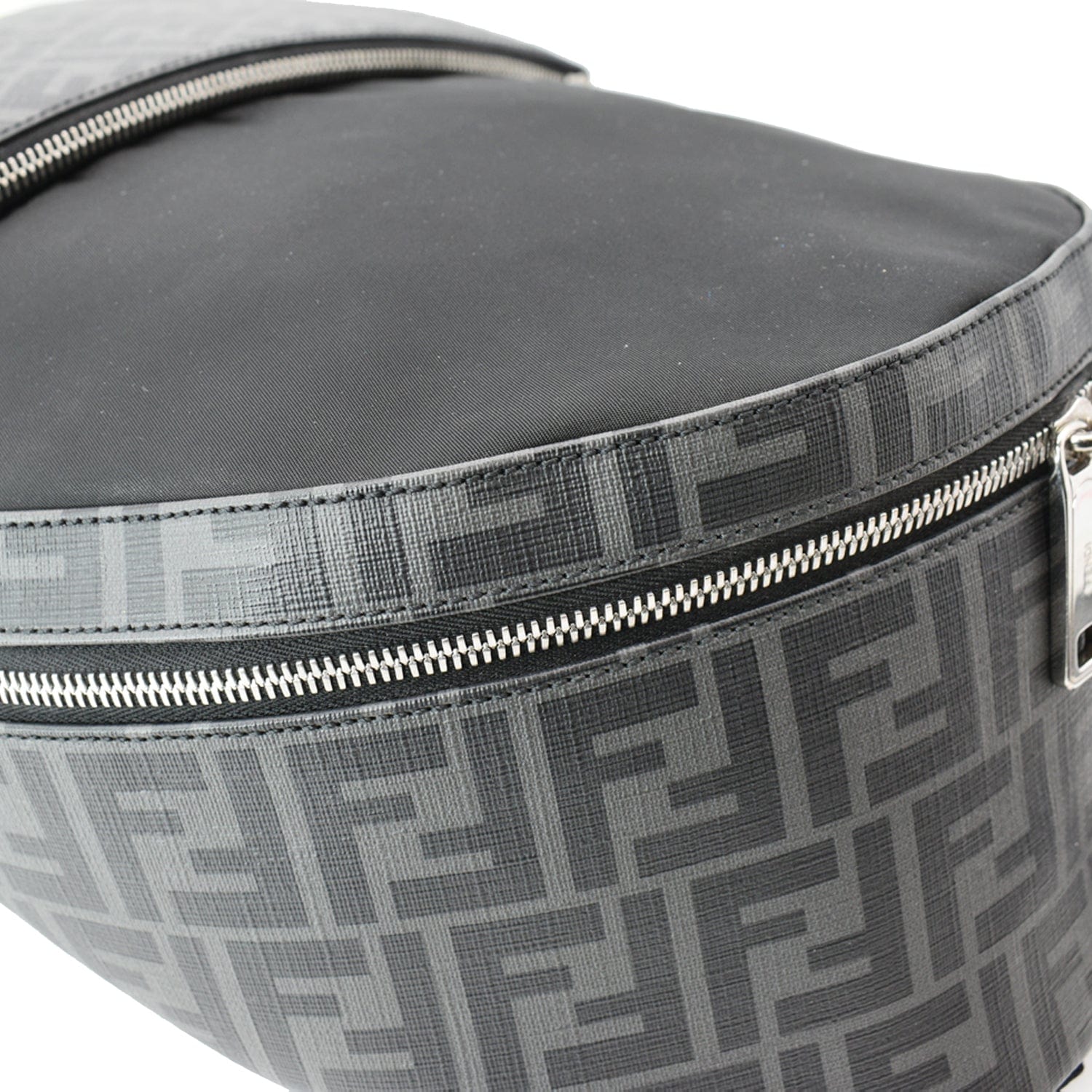 FENDI Diagonal Liberty Nylon Leather Backpack Black
