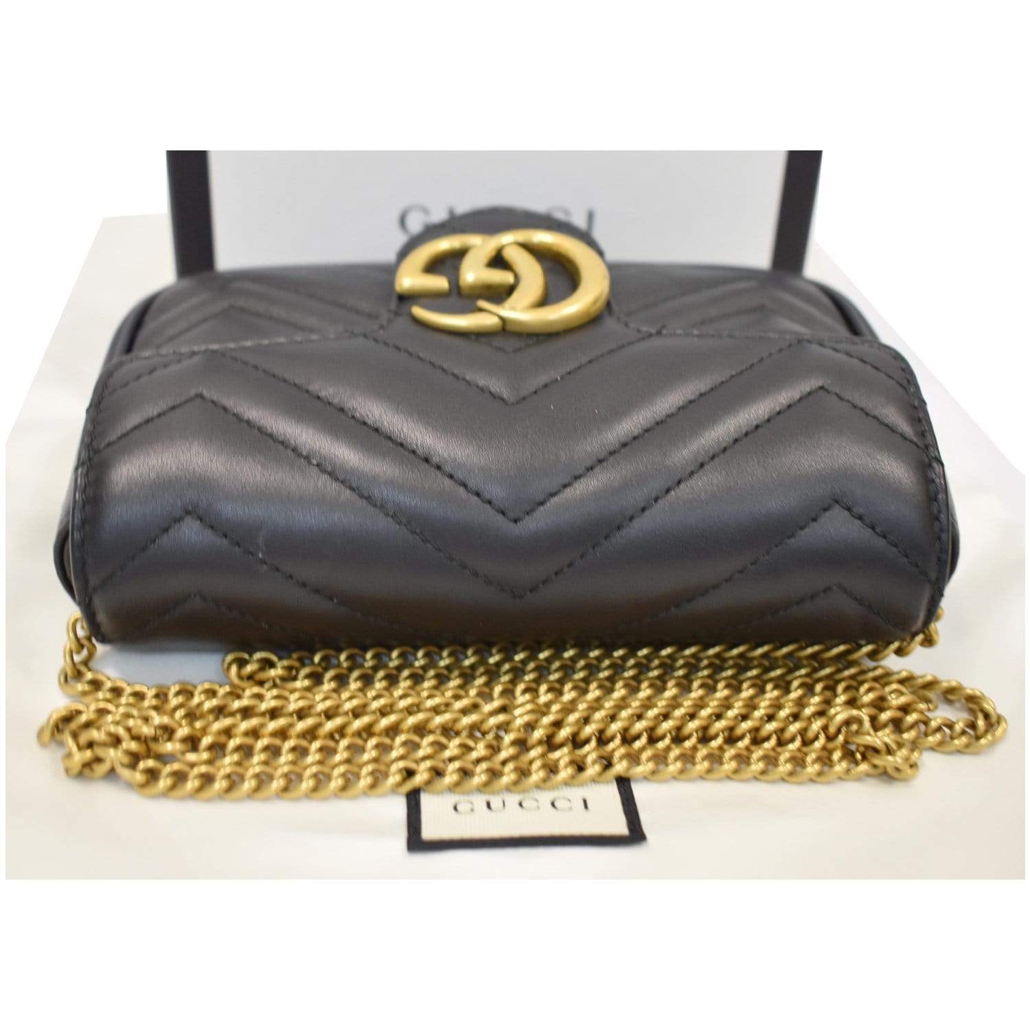 GUCCI GG Marmont Super Mini Leather Crossbody Bag Black 476433