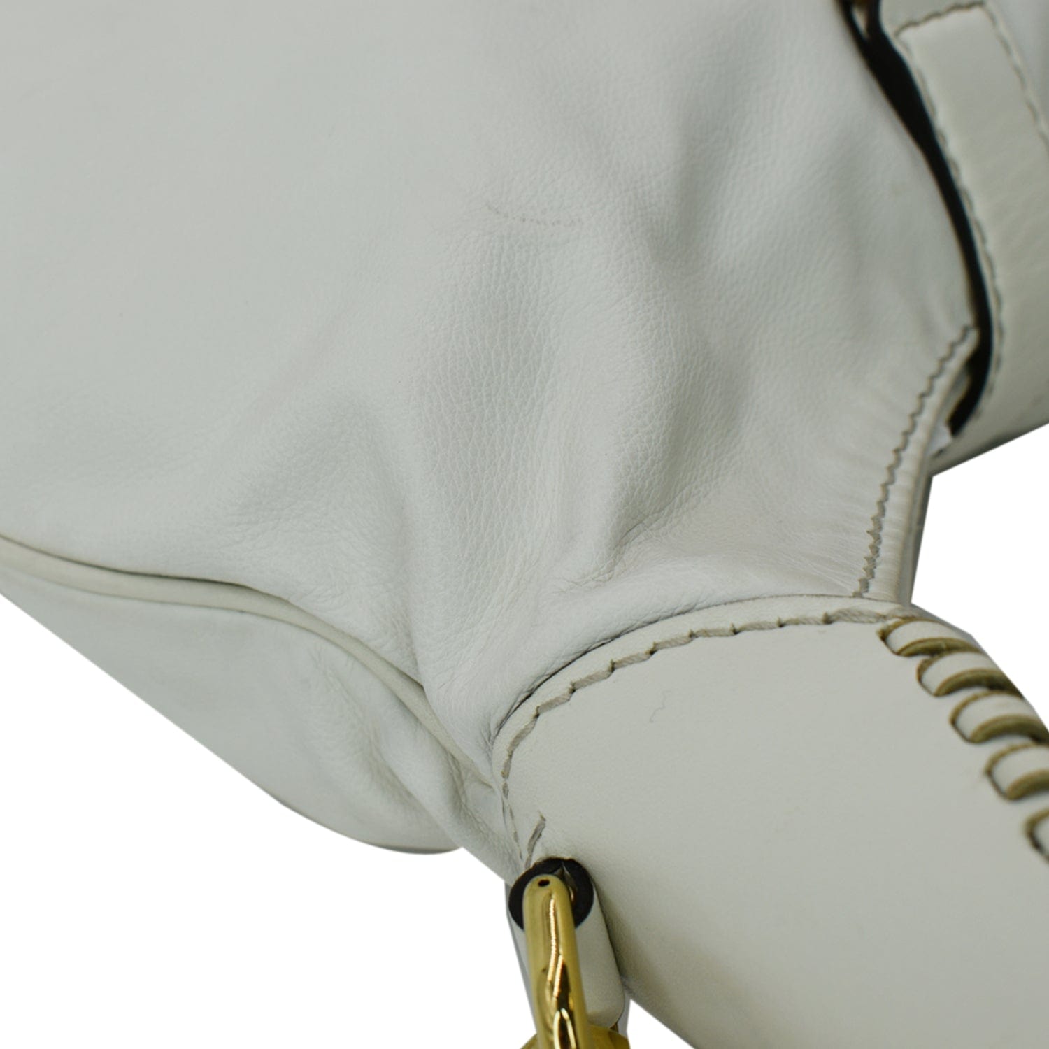 GUCCI Jackie Medium Leather Shoulder Bag White 219725