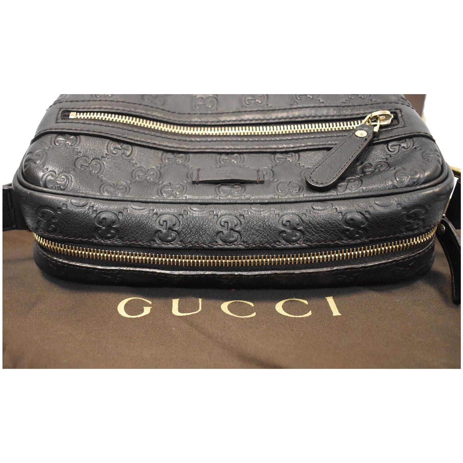 GUCCI Guccissima Leather Messenger Bag Black 201448