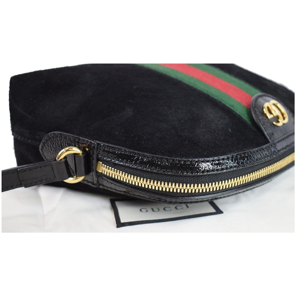GUCCI Ophidia GG Small Suede Shoulder Bag Black 499621
