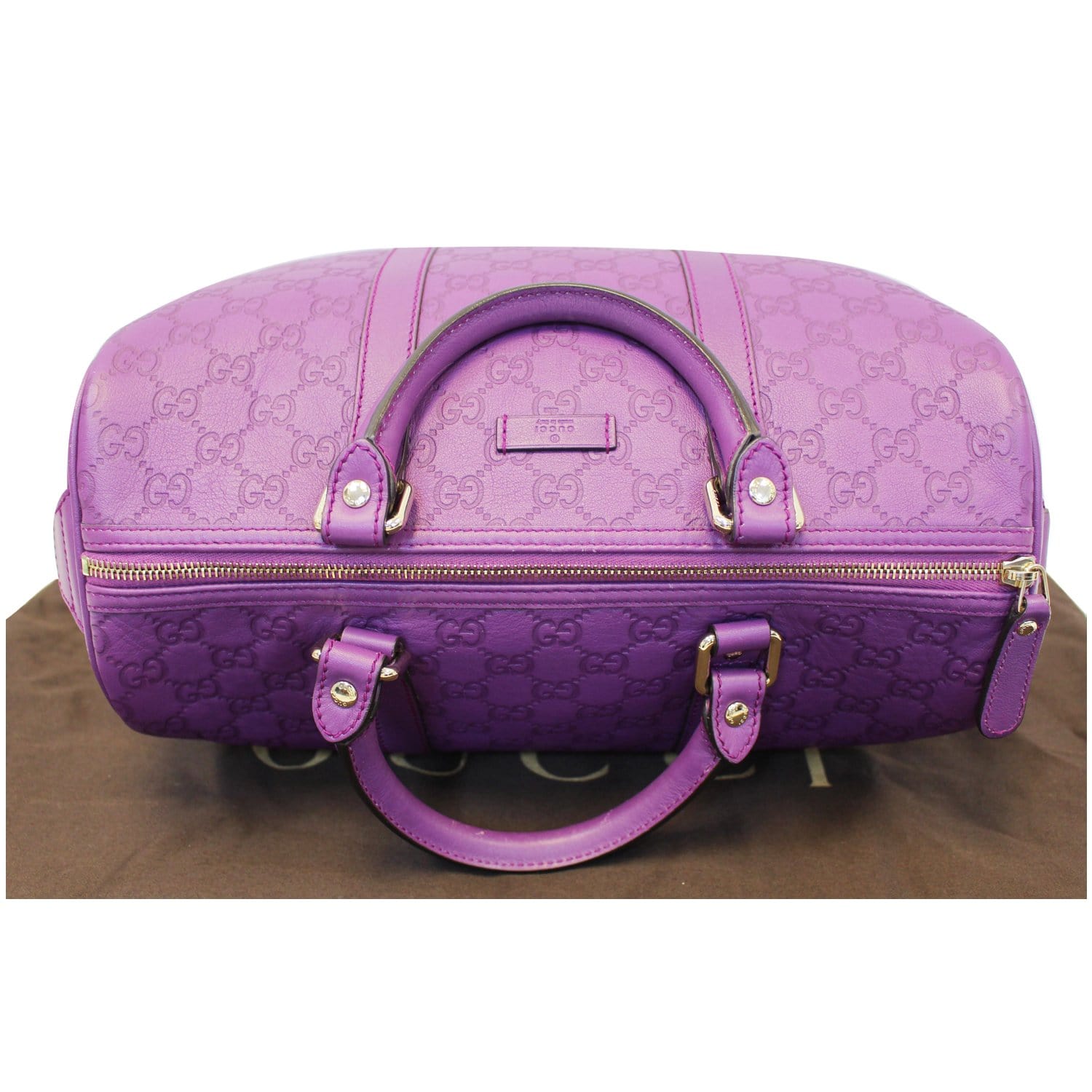 GUCCI Medium Joy Guccissima Leather Boston Bag Purple 265697