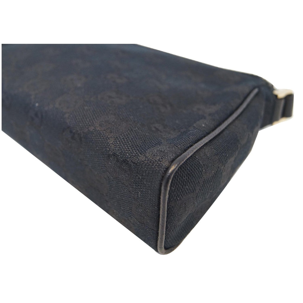 GUCCI Abbey D-Ring Ebony G Canvas Pochette Bag Black 145750