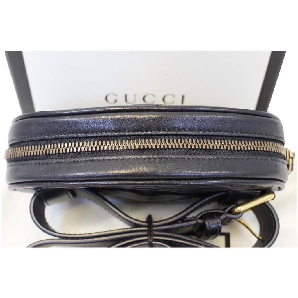 GUCCI GG Marmont Matelasse Black Leather Belt Bag 476434
