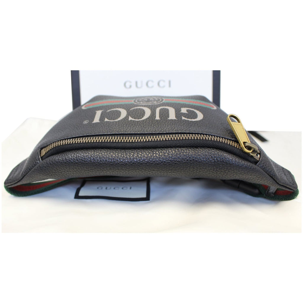 GUCCI Print Leather Black Belt Waist Bum Bag 527792