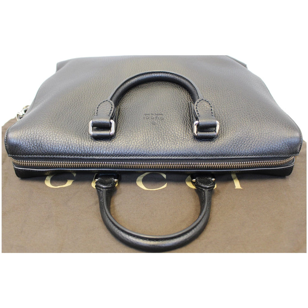 GUCCI Leather Business Briefcase Bag Black 387074