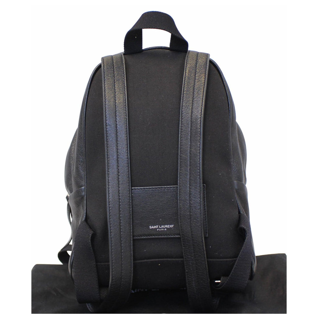 YVES SAINT LAURENT Toy City Embroidered Leather Backpack Bag Black