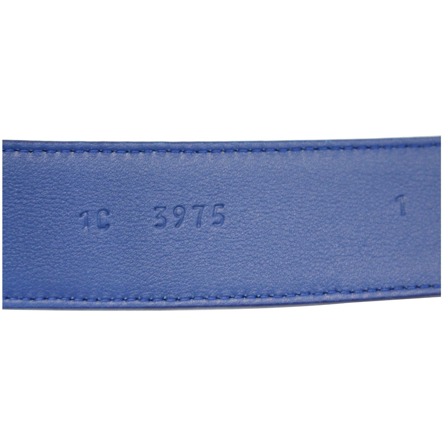 PRADA Round Logo Blue Saffiano Leather Belt Size 40
