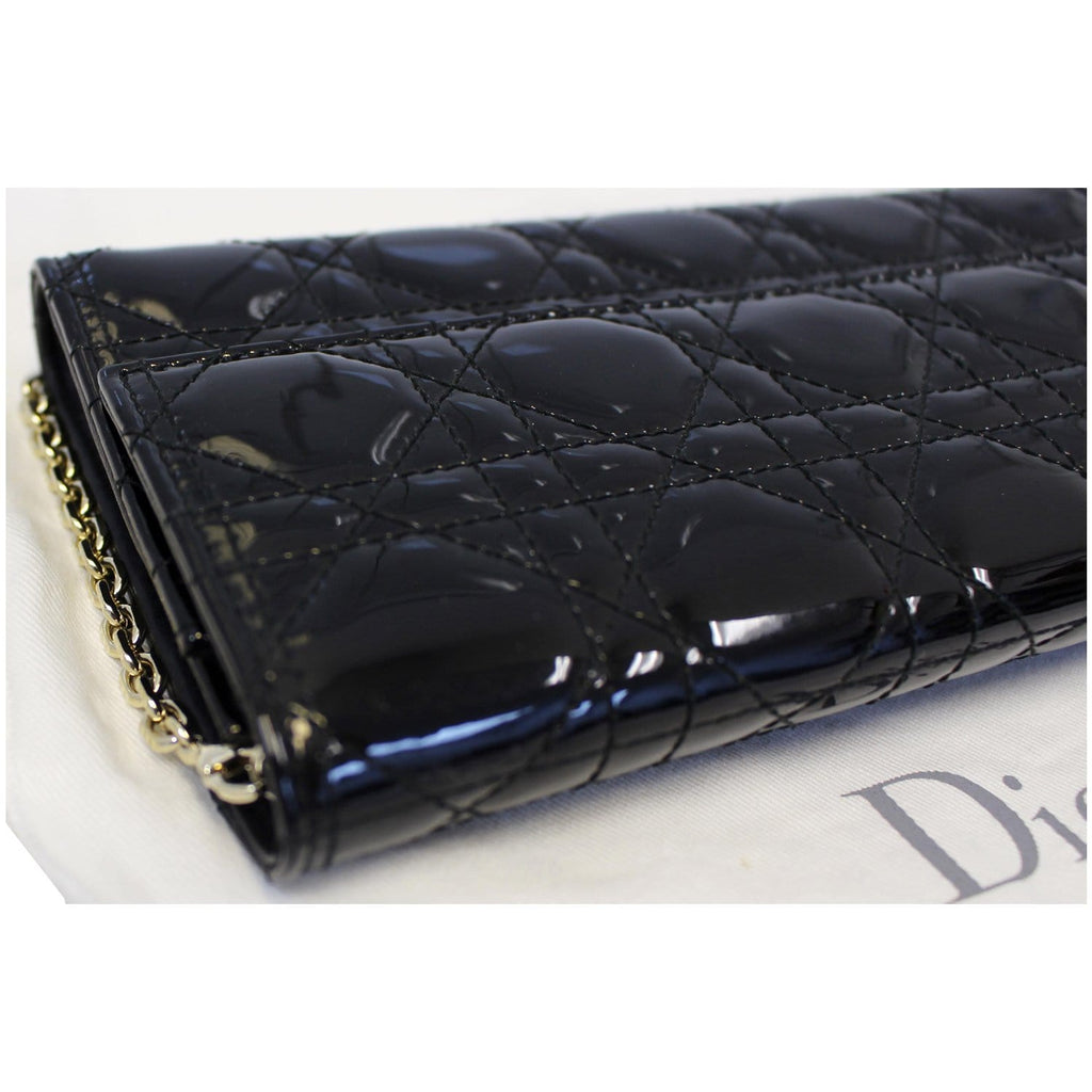 CHRISTIAN DIOR Lady Dior Croisiere Cannage Lambskin Chain Wallet Black