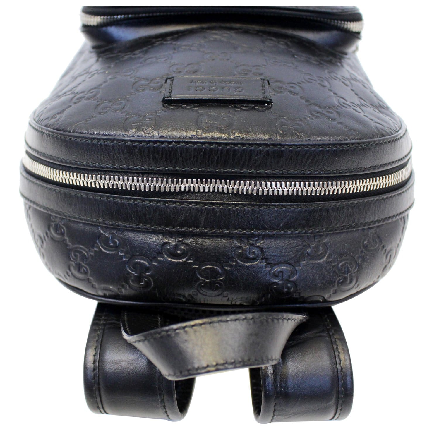 GUCCI Signature Leather Backpack Bag Black