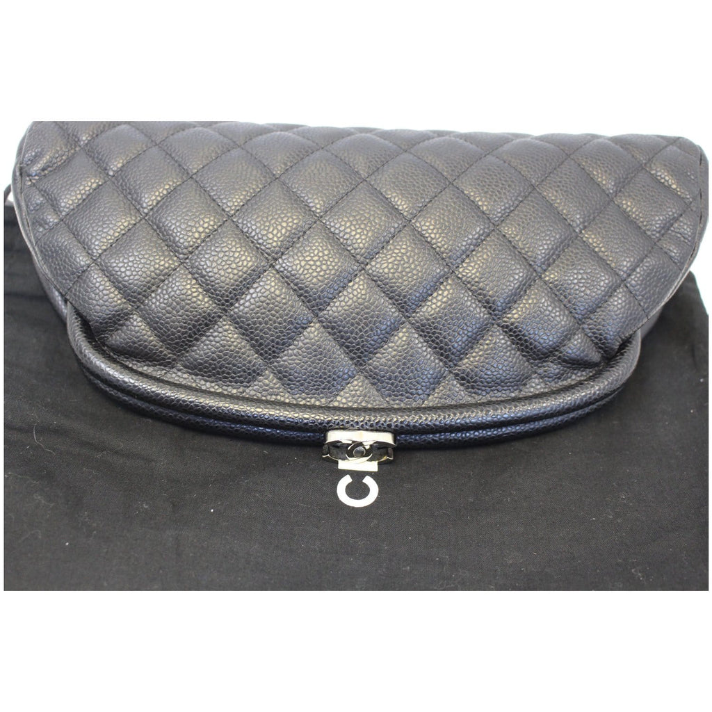 CHANEL Timeless Caviar Quilted Leather Clutch Black
