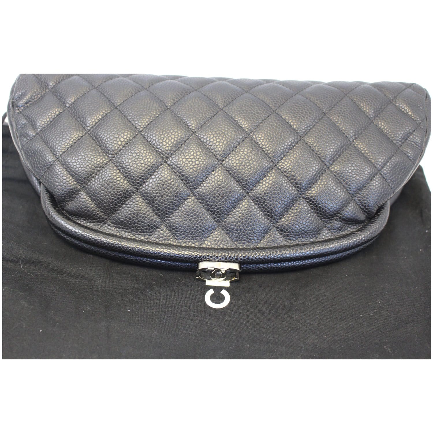 CHANEL Timeless Caviar Quilted Leather Clutch Black