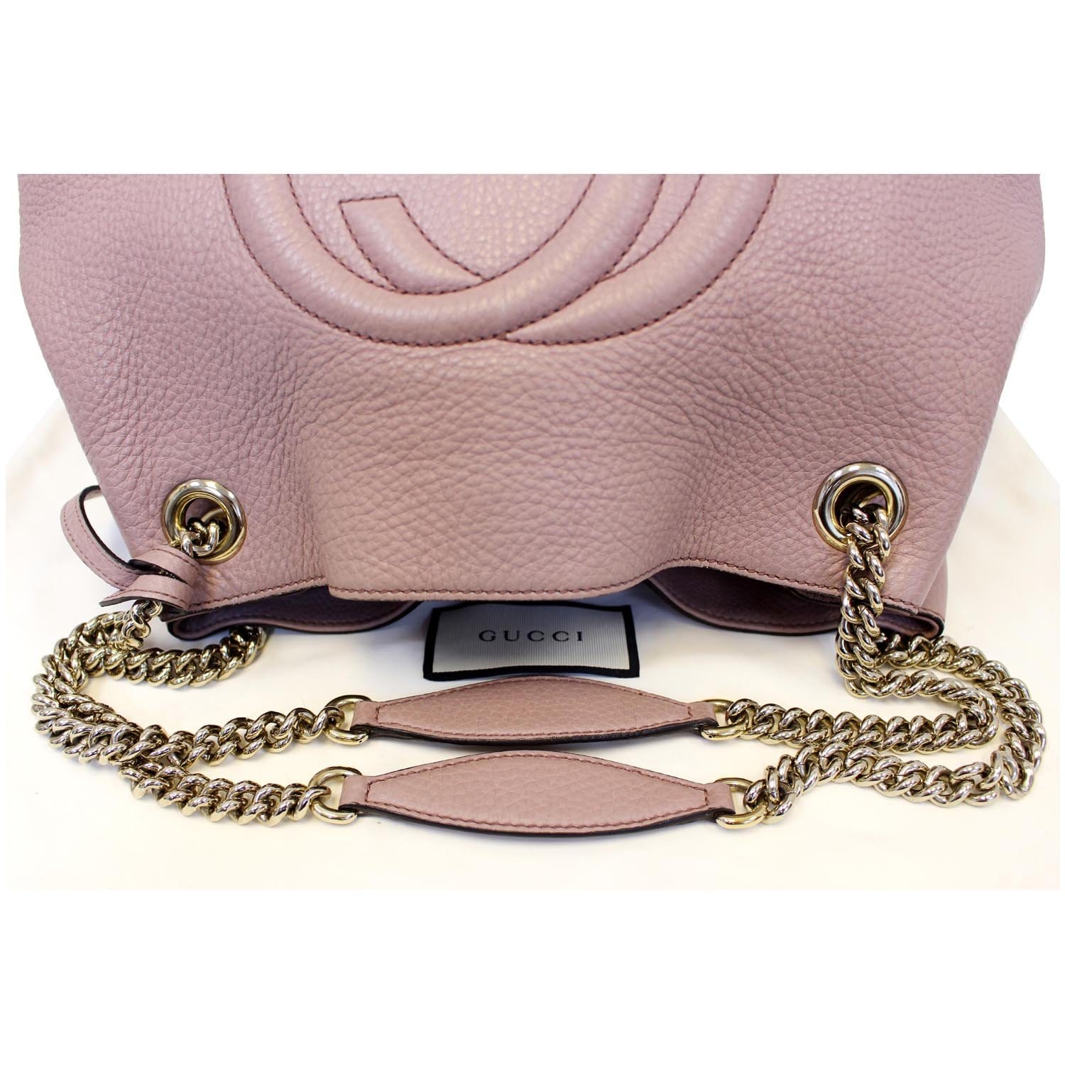 GUCCI Soho Pebbled Leather Chain Shoulder Bag