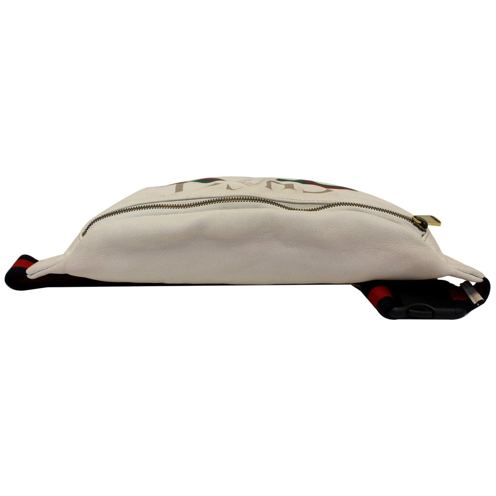 GUCCI Print Leather Medium Belt Waist Bum Bag White 530412