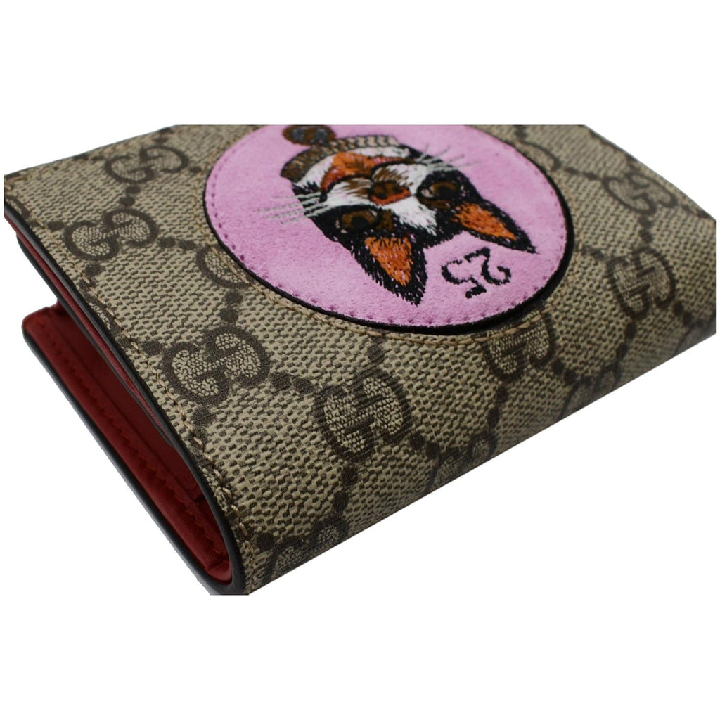 GUCCI Bosco Patch GG Supreme Canvas  Case Wallet Beige 506277