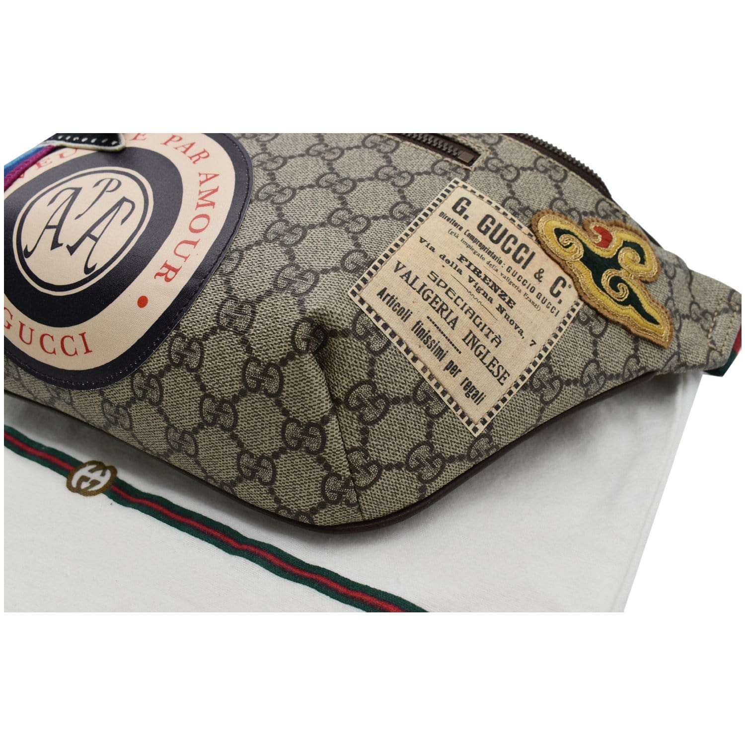 GUCCI Courrier GG Supreme Canvas Belt Waist Bum Bag Beige 529711
