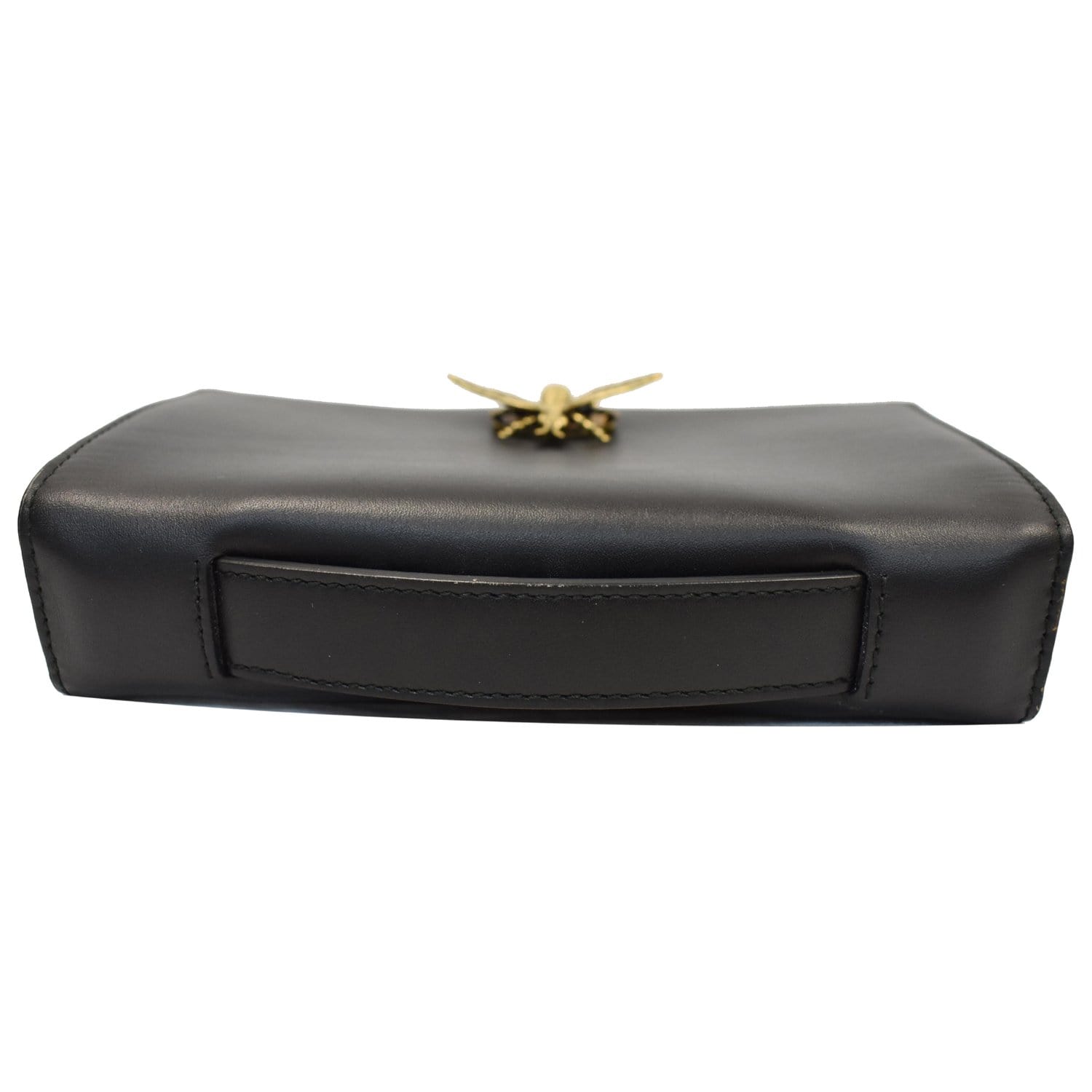 CHRISTIAN DIOR Bee Leather Pouch Clutch Bag Black