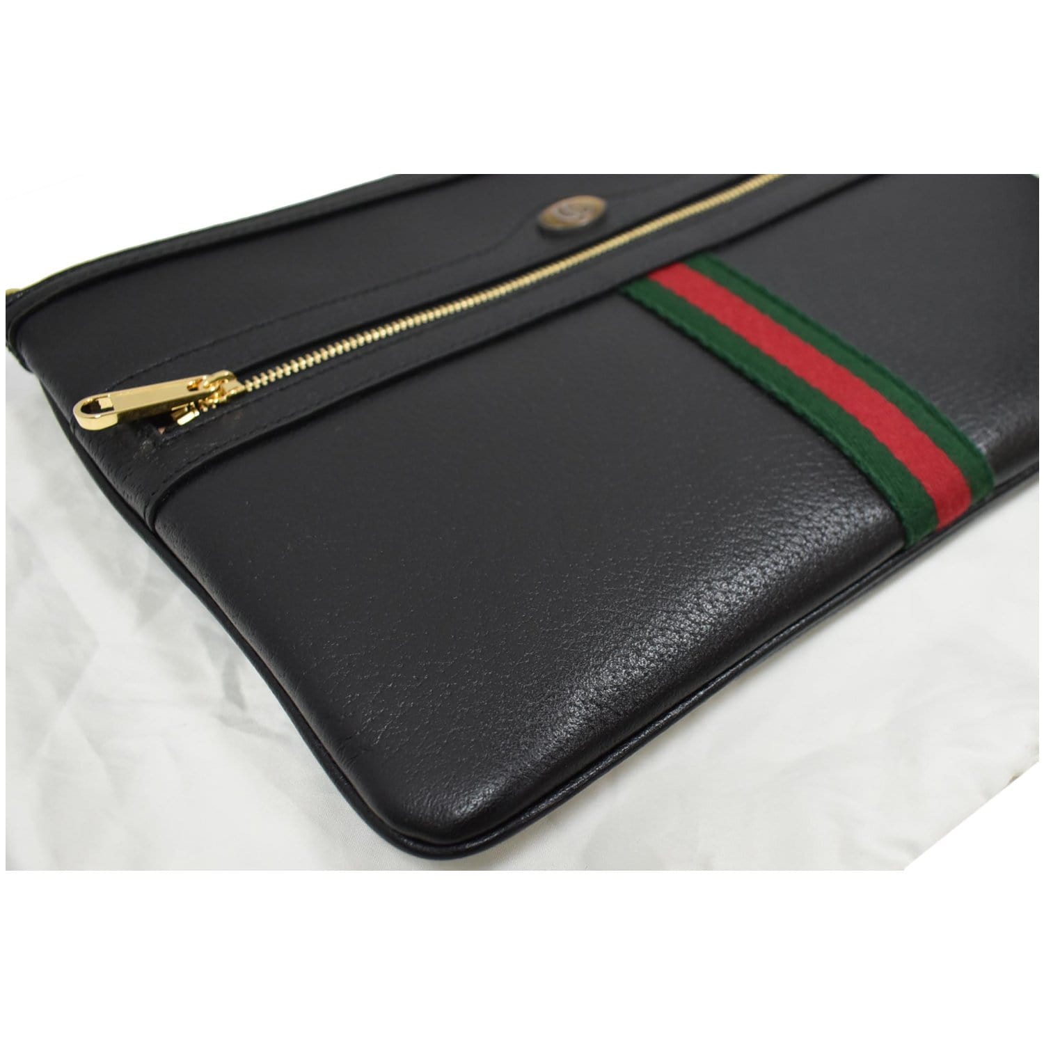 GUCCI Large Ophidia GG Leather Pouch Clutch Bag Black 517551