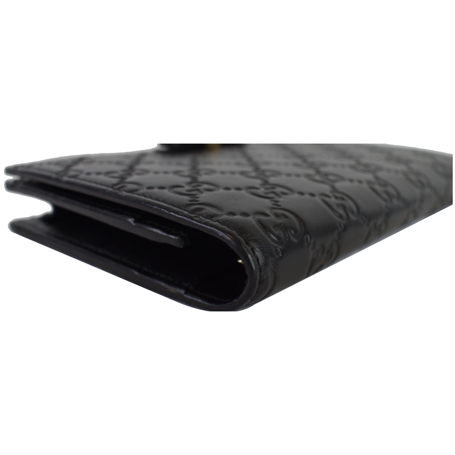 GUCCI Bow Guccissima Leather Chain Wallet Black 431408