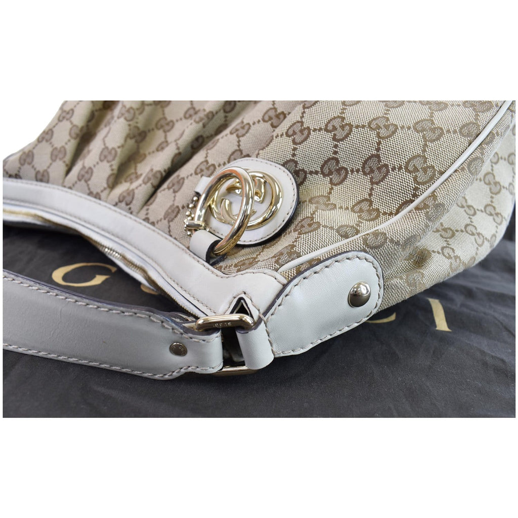 GUCCI Medium Sukey GG Canvas Hobo Bag Beige 232955