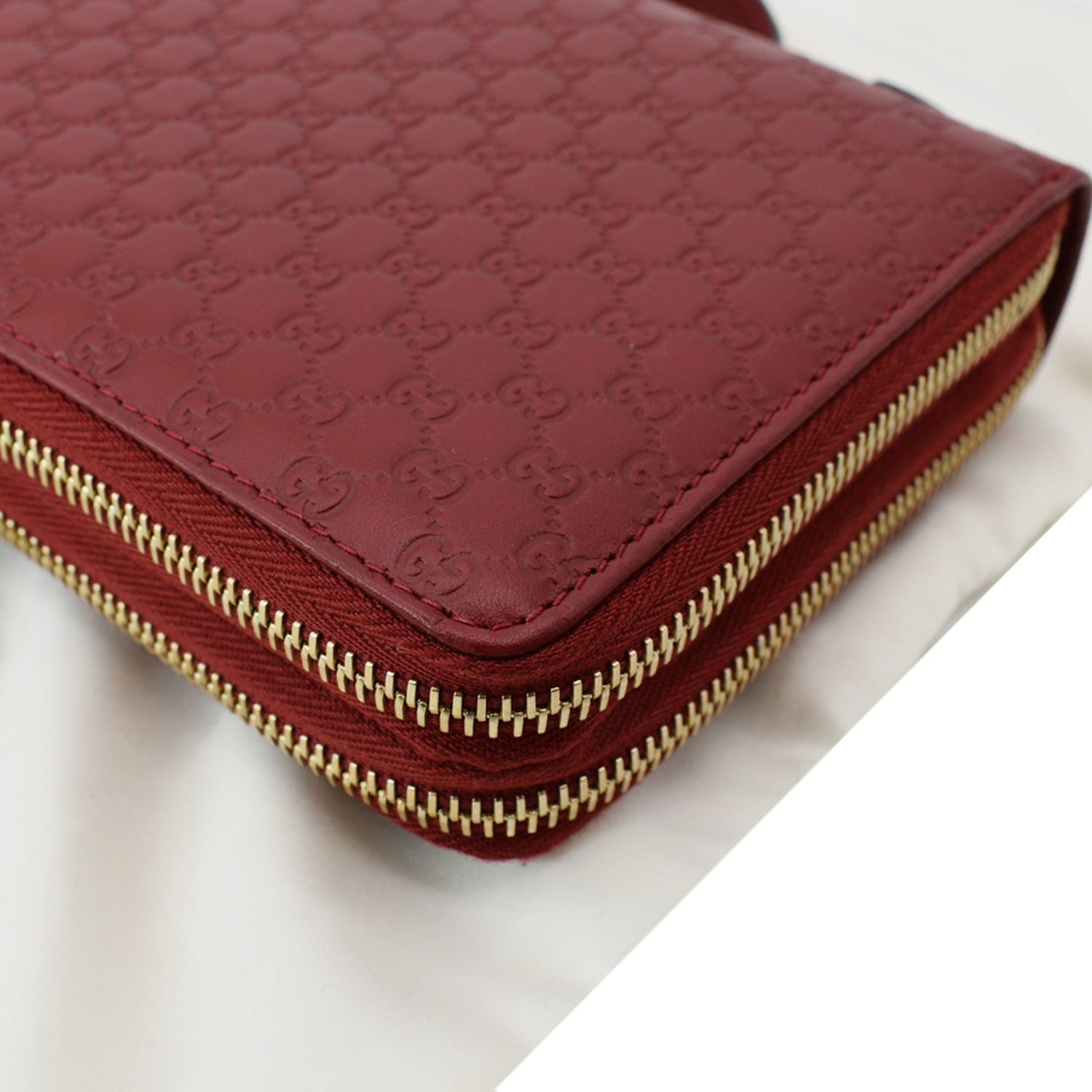 GUCCI Microguccissima GG Leather Double Zip Large Wallet Red 544250