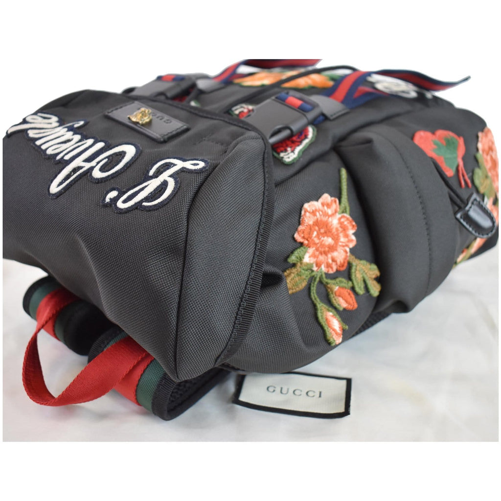 GUCCI Techno Embroidery Fabric Backpack Bag Black 478327