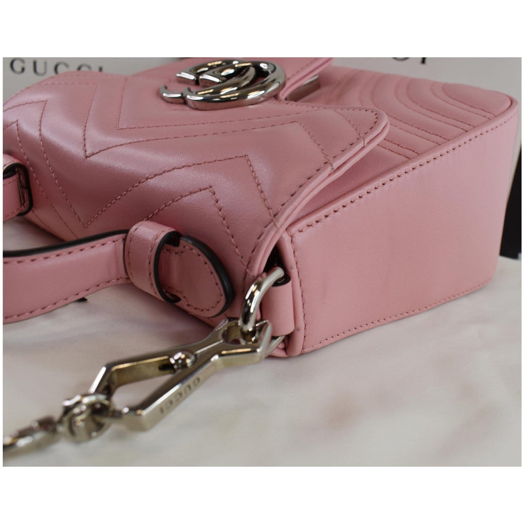 GUCCI GG Marmont Mini Top Handle Shoulder Bag Pastel Pink 547260
