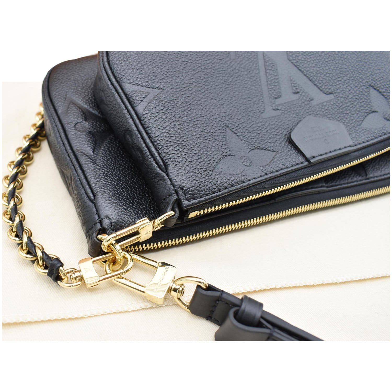 LOUIS VUITTON Multi Pochette Accessories Empreinte Clutch Bag Black