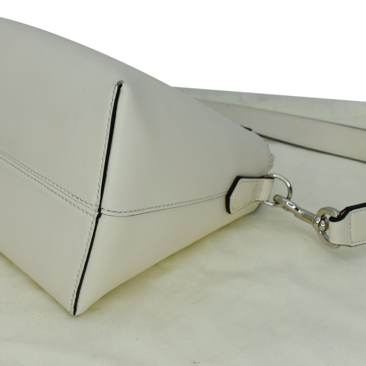 FENDI By The Way Medium Leather Boston Bag White