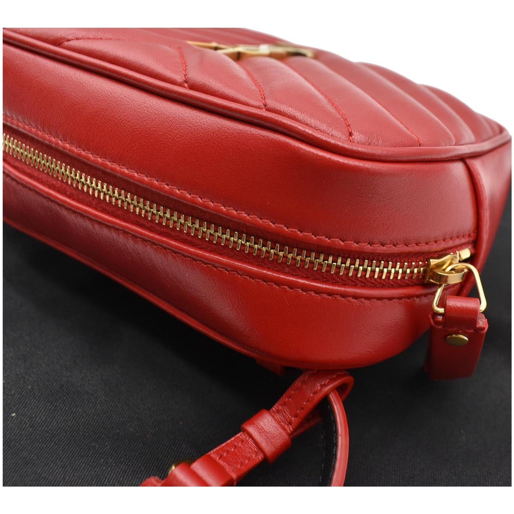YVES SAINT LAURENT Lou Chevron Leather Belt Bag Red - 10% OFF