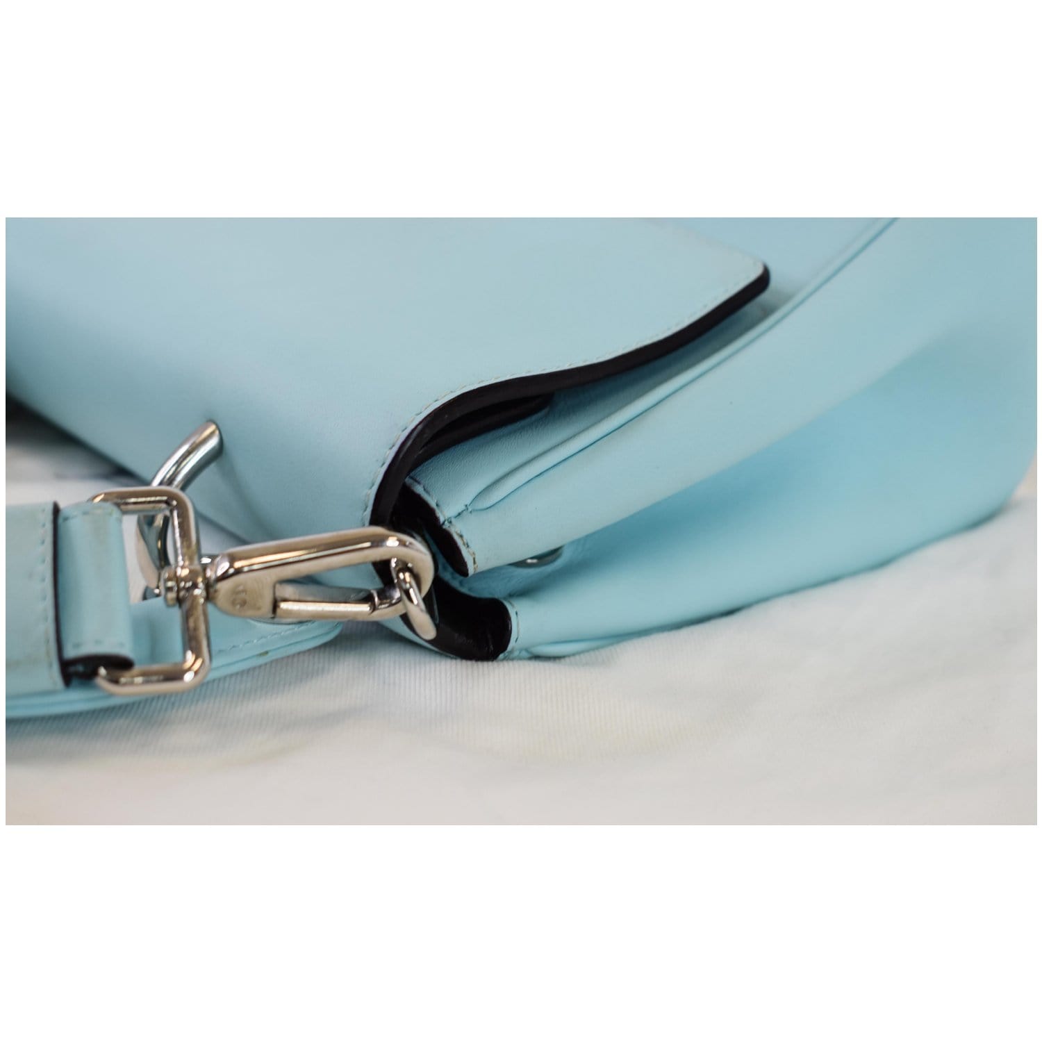 CHRISTIAN DIOR Be Dior Small Leather Flap Shoulder Bag Light Blue