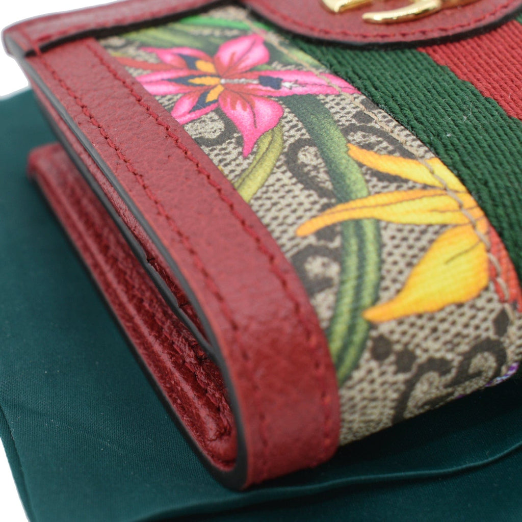 GUCCI Ophidia Flora GG Supreme Canvas  Case Wallet Red 523155 - 10% Off