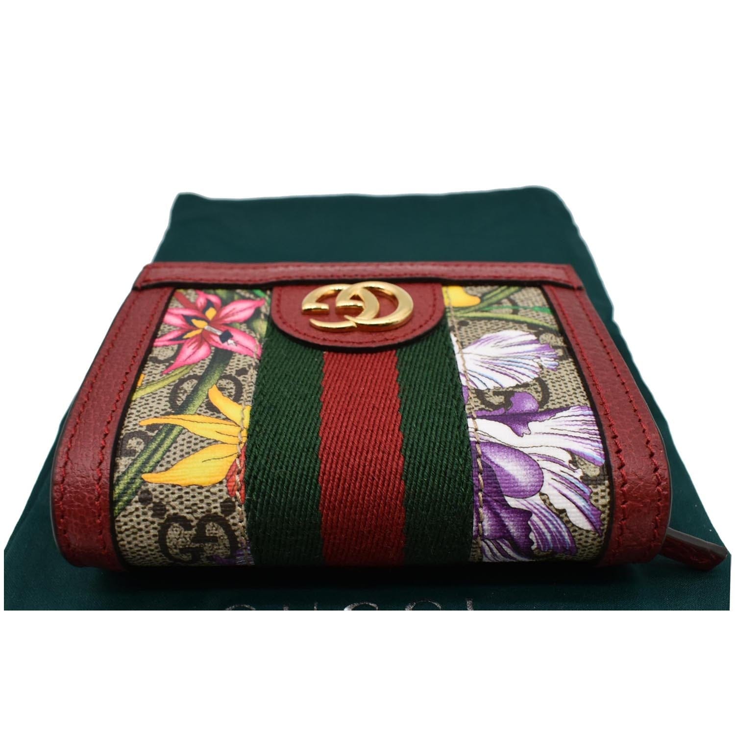 GUCCI Ophidia Flora GG Supreme Canvas  Case Wallet Red 523155