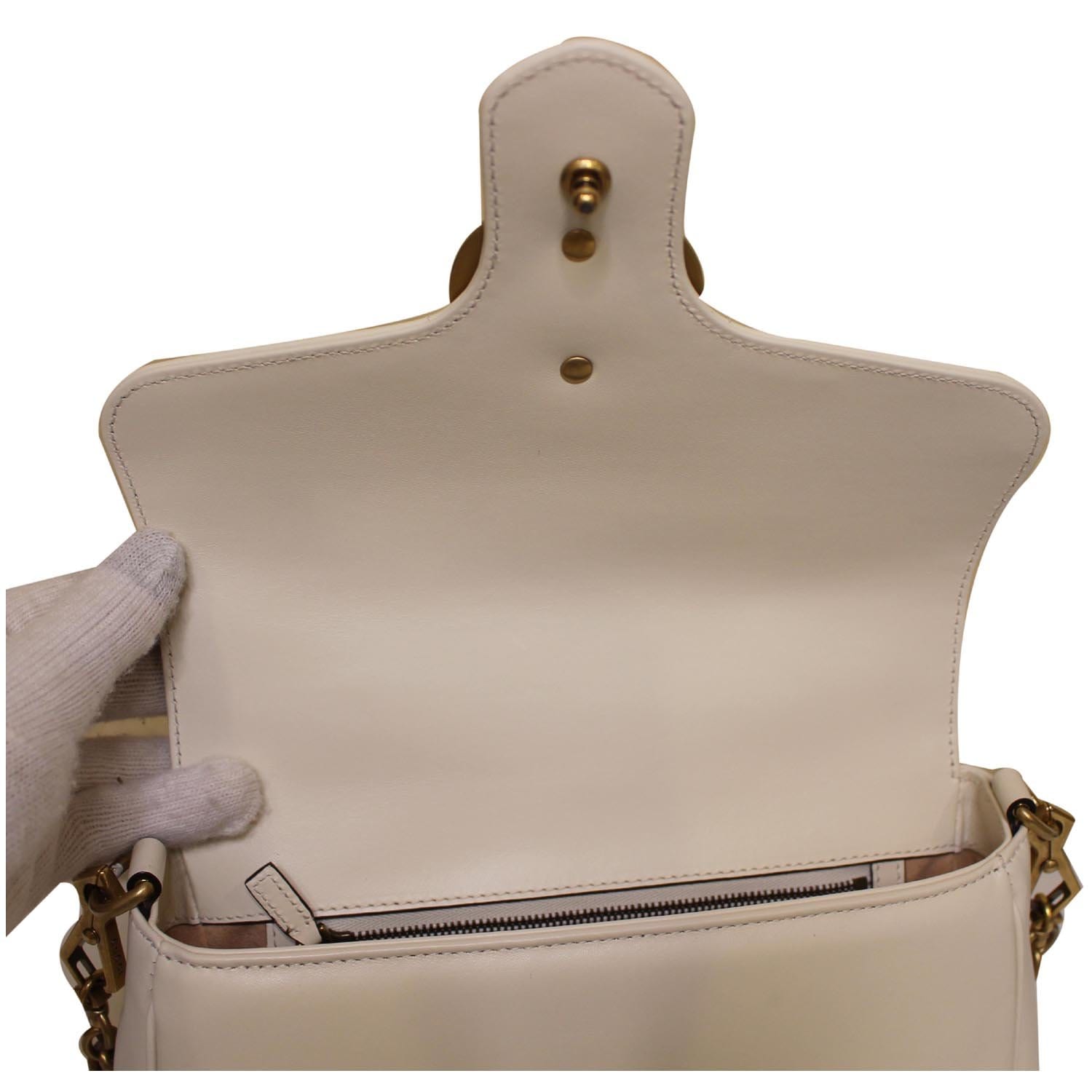 GUCCI GG Marmont Small Top Handle Shoulder Bag Cream 498110