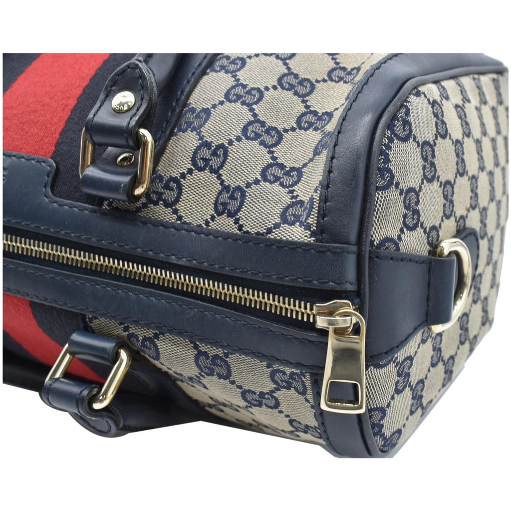 GUCCI Vintage Web Original GG Boston Bag Blue 247205
