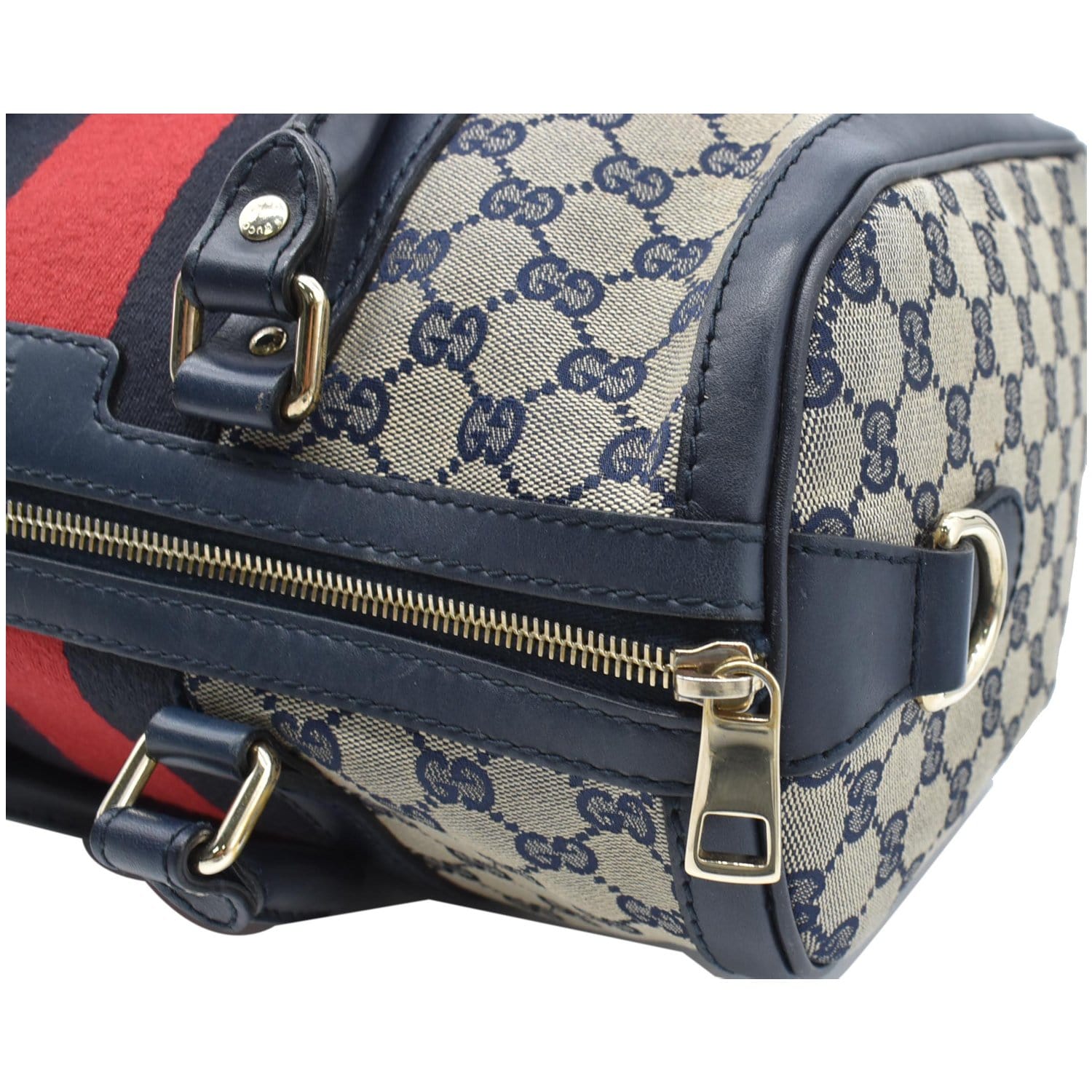 GUCCI Vintage Web Original GG Boston Bag Blue 247205