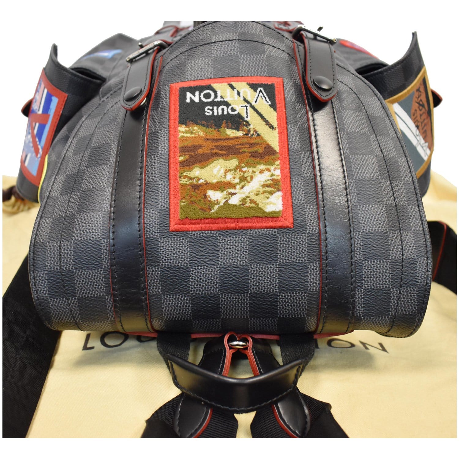 LOUIS VUITTON Alps Christopher Patch Damier Graphite Backpack Bag Black