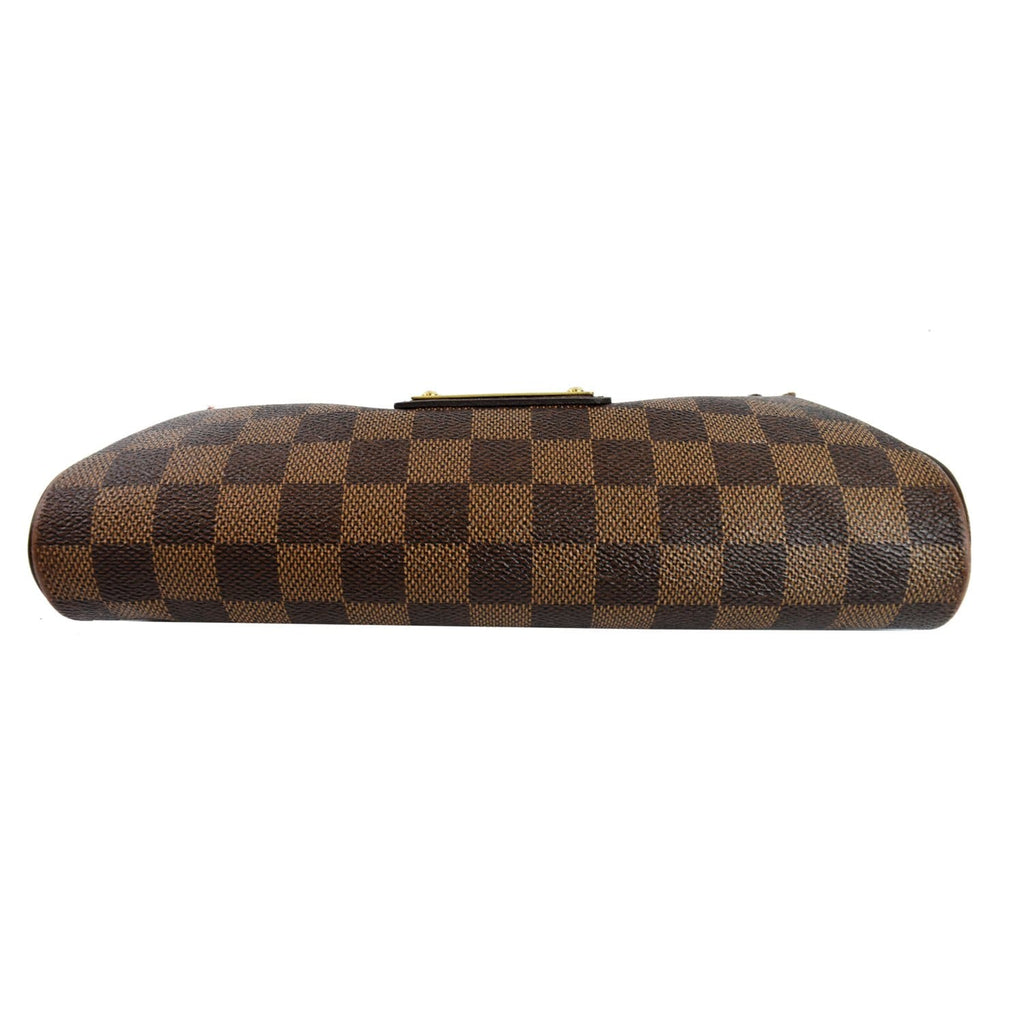 LOUIS VUITTON Pochette Eva Damier Ebene Clutch Crossbody Bag Brown