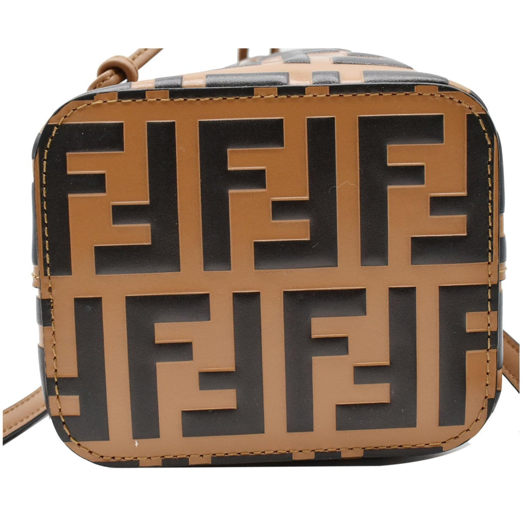 FENDI Mon Tresor Leather Bucket Crossbody Bag Brown