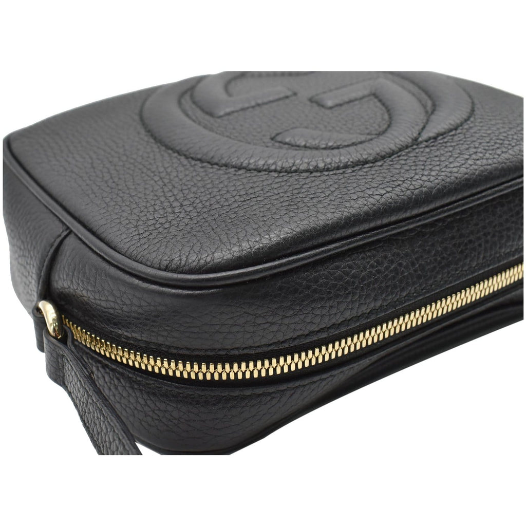 GUCCI Soho Disco Small Pebbled Leather Crossbody Bag Black 308364