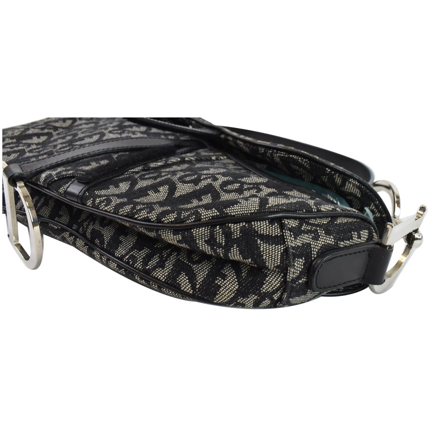 CHRISTIAN DIOR Saddle Oblique Jacquard Shoulder Bag Black