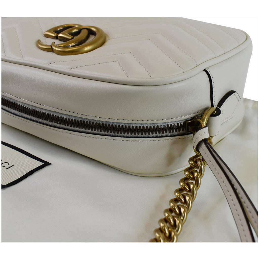 GUCCI GG Marmont Matelasse Small Leather Crossbody Bag White 447632