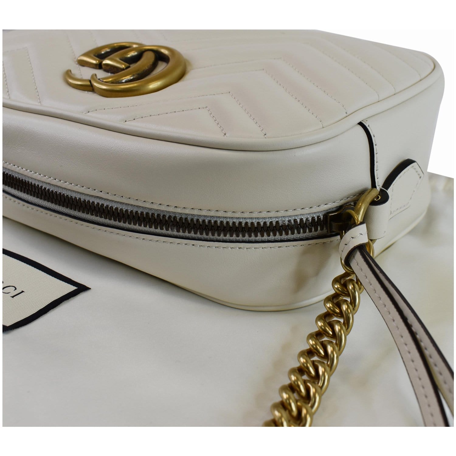 GUCCI GG Marmont Matelasse Small Leather Crossbody Bag White 447632