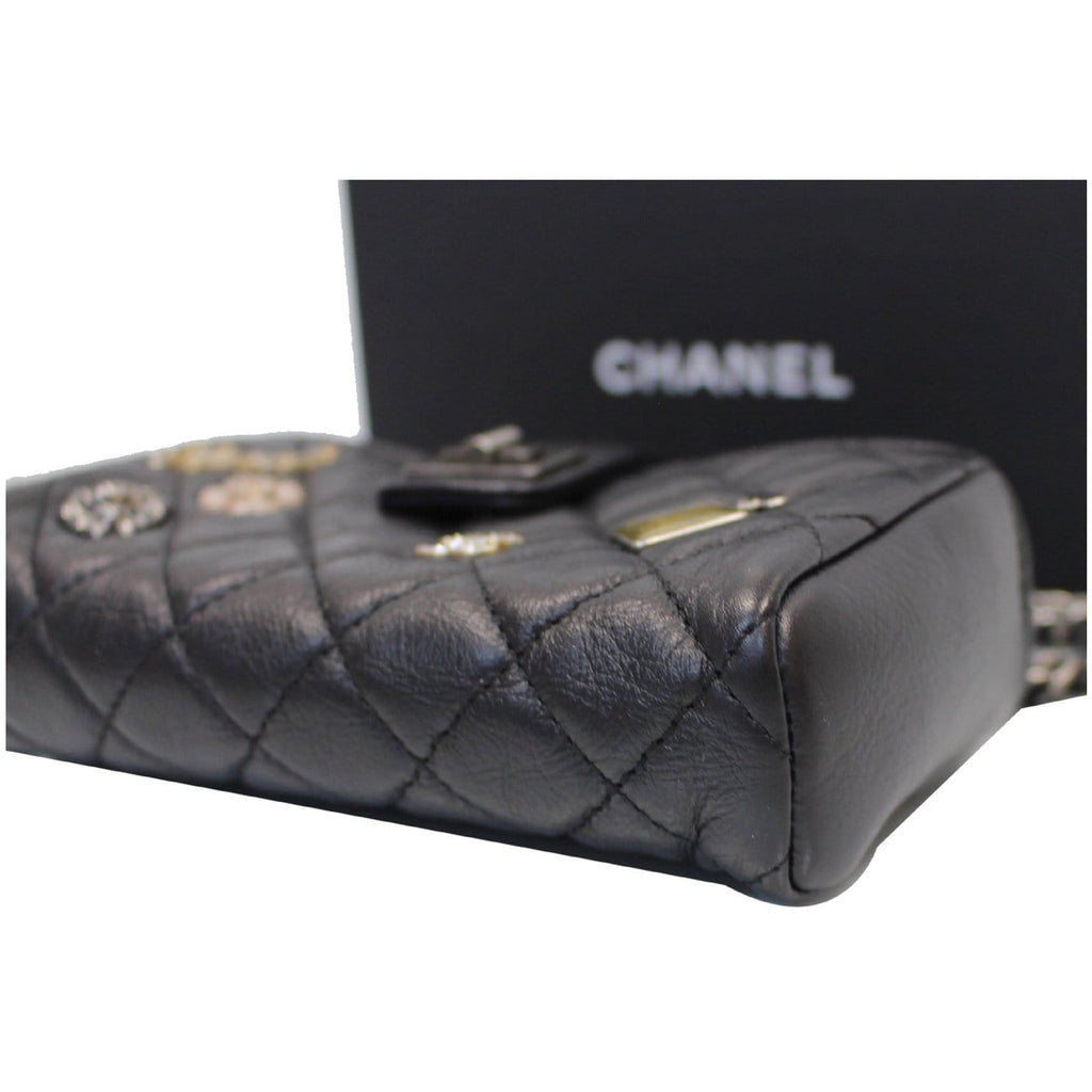 CHANEL Reissue Lucky Charm Quilted Leather Chain Crossbody Clutch Bag Black