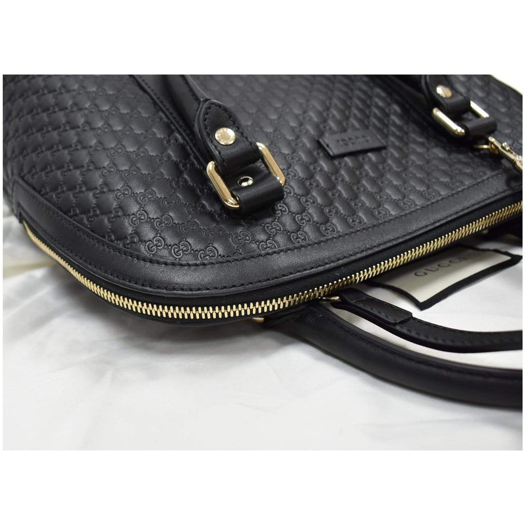 GUCCI Dome Medium Microguccissima Leather Shoulder Bag Black 449663