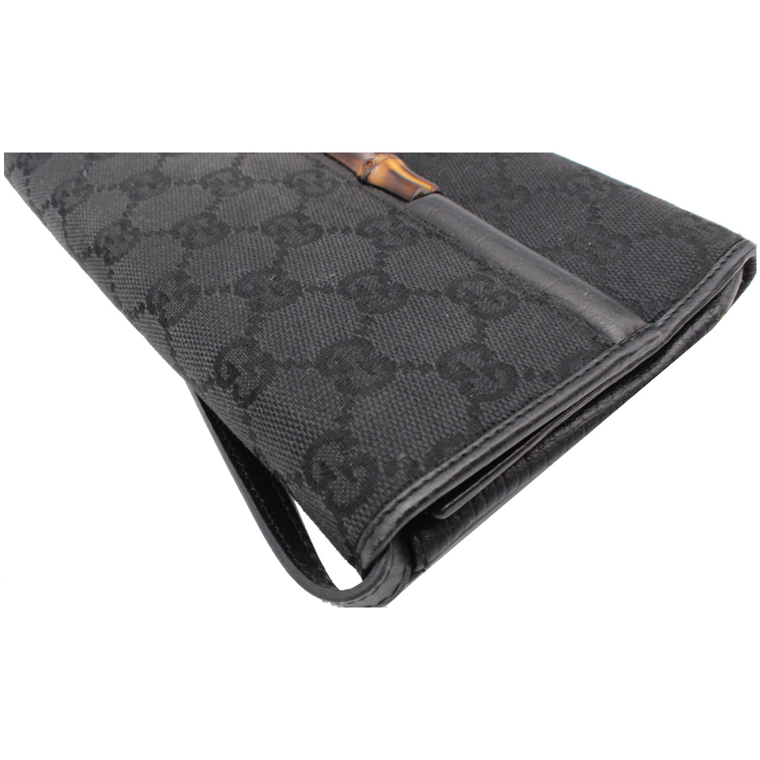 GUCCI Bamboo GG Monogram Canvas Clutch Bag Black